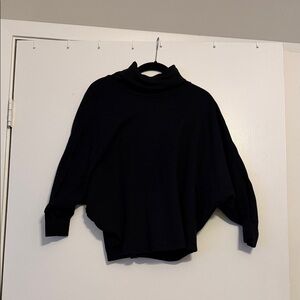 Stateside Top Women MediumBlack Waffle Knit Dolman Sleeve Turtleneck Knit Cotton